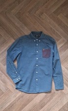 Farah Vintage Men's Slim Fit Long Sleeve Shirt Uk L Green Blue Check