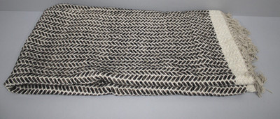 Benuta Pure Wollteppich Kim aus Baumwolle 120x170cm (Rechteckig) Schwarz/Weiß