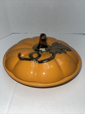 Martha Stewart Covered Pumpkin Pie Keeper 9'' Baking Dish Thanksgiving Holiday
