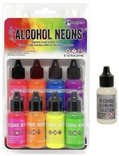 Tim Holtz Alcohol Neons, 8-Pack Ink Set with 0.5 fl oz Blending Solution