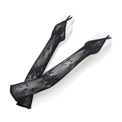 Leg Avenue Women's Floral Net Extra Long Gauntlet Arm Warmers One Size Black