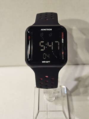 Armitron Pro Sport Digital Wristwatch RN:ZM1212 Black/Red Strap
