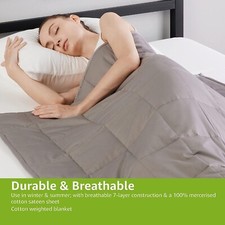 All Seasons Breathable Cotton Weighted Anxiety Blanket. Twin Dark Grey 120 x 180