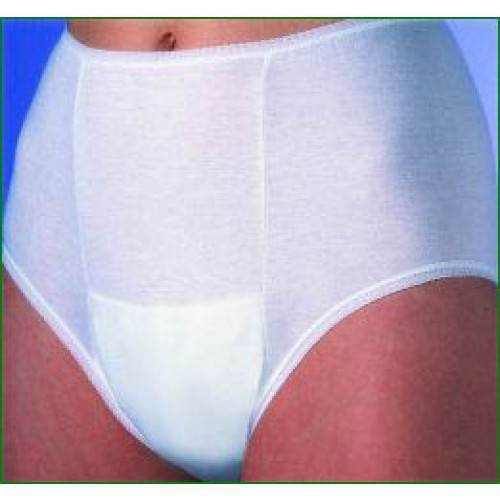 Ladies Cotton WHITE Incontinence Briefs Pants Knickers Built in Waterproof Pad