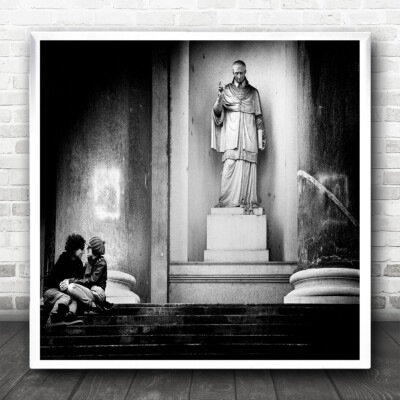 Black And White Worship Blessed Love Square Wall Art Print