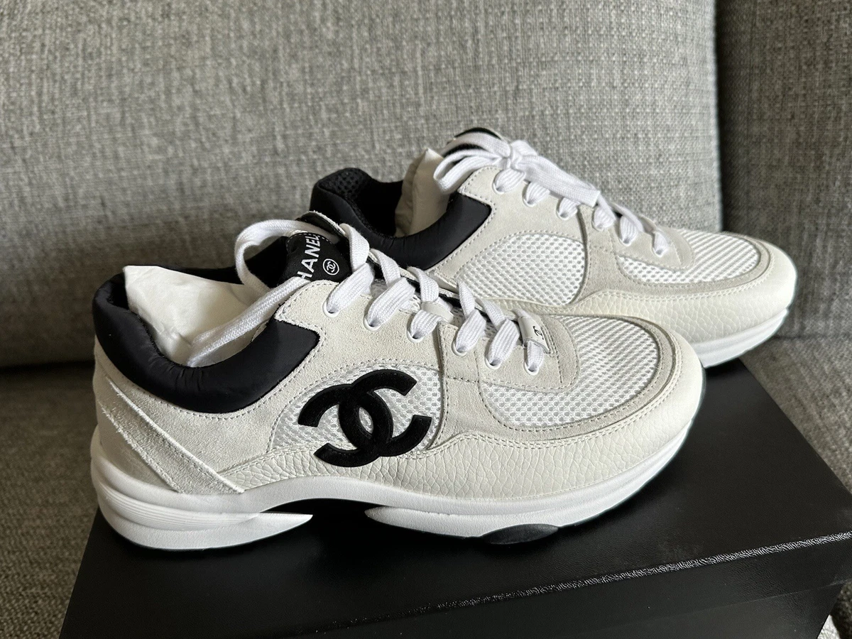 size 40EU NEW CHANEL Mesh Suede Calfskin Grained Calfskin Womens CC Sneakers