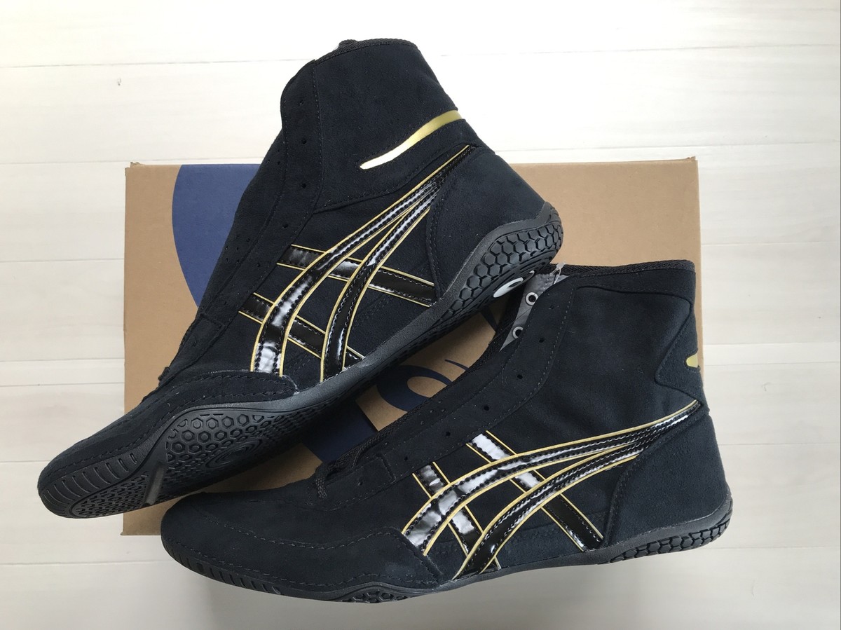 ASICS Wrestling Shoes Black x Black x Gold 1083A001 EX-EO