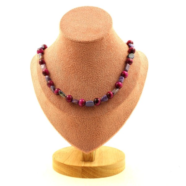 Mineralien Und Edelsteine. Collier Perlen Charoit Aus Russland + Tigerauge-image