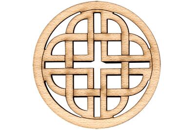 Folkcraft  Rosette, Modern Celtic Shield, Maple, 1 1/2'' Diameter