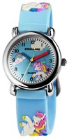 Excellanc Armbanduhr Quarzuhr Kinder MäDchen Uhr Silikonband Einhornmotiv Blau