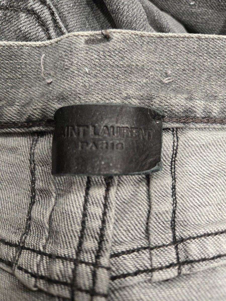【送料&関税込】Saint Laurent Grey Pants With Pences And Bel Pinstripe wool and cashmere suit pants in grey - Saint