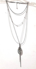 Beaded Tassel Necklace Crystal Pendant 3 Strands XL Express