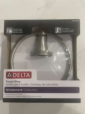 DELTA 79646-Windemere Towel Ring 6.37 x 2.84 x 7.25 Spot Shield Brushed Nickel