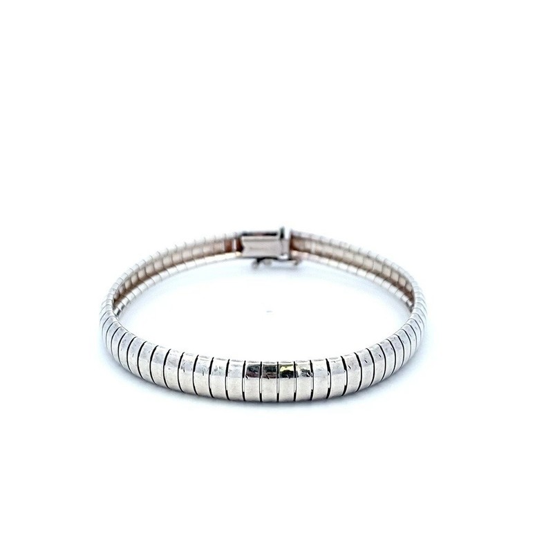 Estate Italian Sterling Silver 7.5" Omega Bracelet Safety Clasp 14.9g Patina
