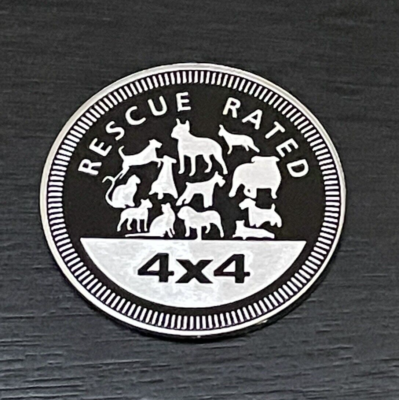 Riley 2pc Animal Rescue Rated Fender Emblem – 2.36" Black Matte, Universal 4x4 SUV/Truck/Jeep