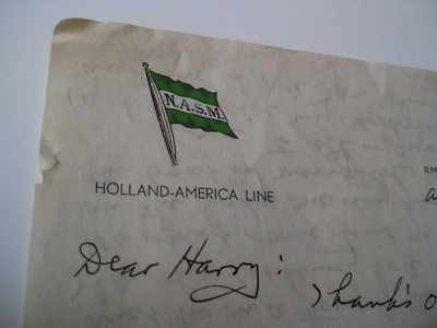 1936 Letter Letterhead Stationery N.A.S.M. Holland-America Line R.M.S. Statendam