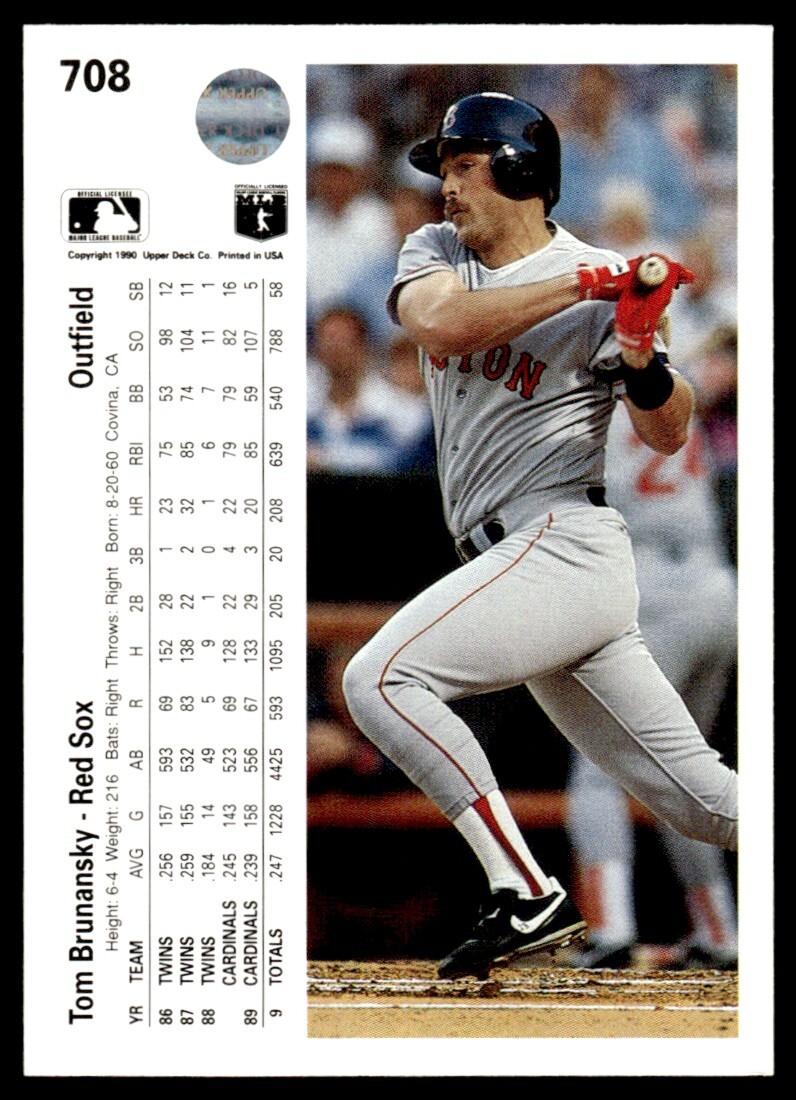 1990 Upper Deck #708 Tom Brunansky Boston Red Sox | eBay