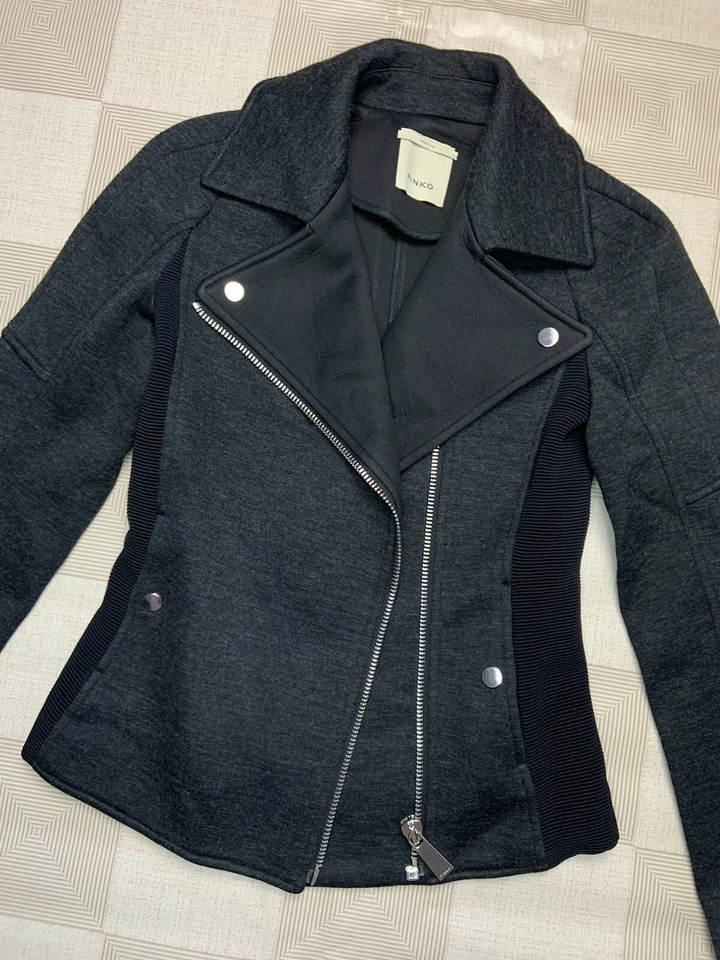 Pinko женщин серый мотоциклиста полный молнии куртка UK8 US4 EU36 хорошее состояние товара - Изображение 2 из 4