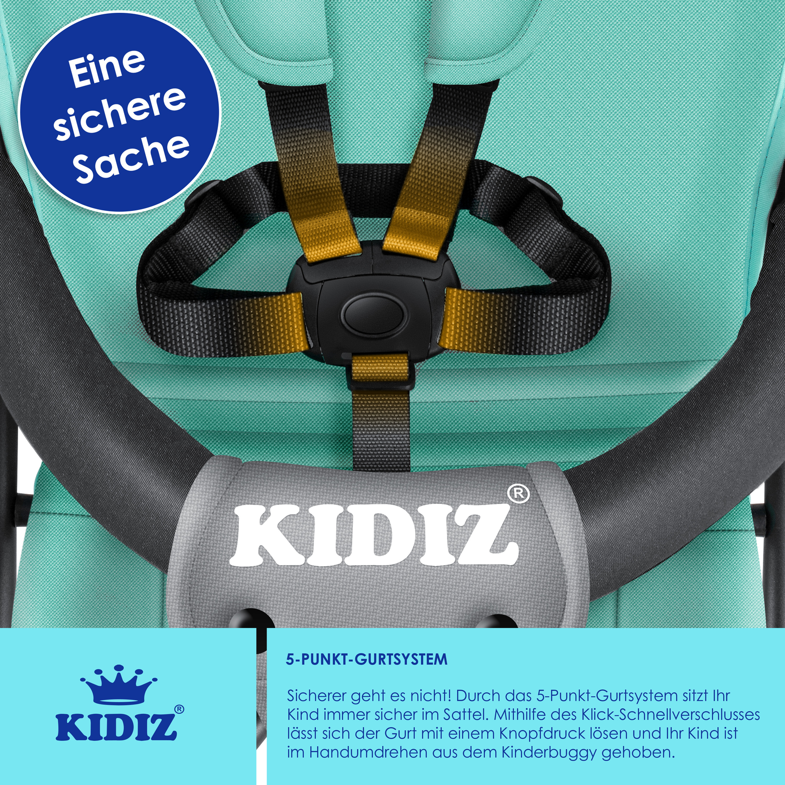 KIDIZ Kinderbuggy Klappbar - Mit Fußsack, Regenschutz & Moskitonetz