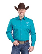 Roper Western Shirt Mens L/S Solid Snap Blue 03-001-1199-2104 BU