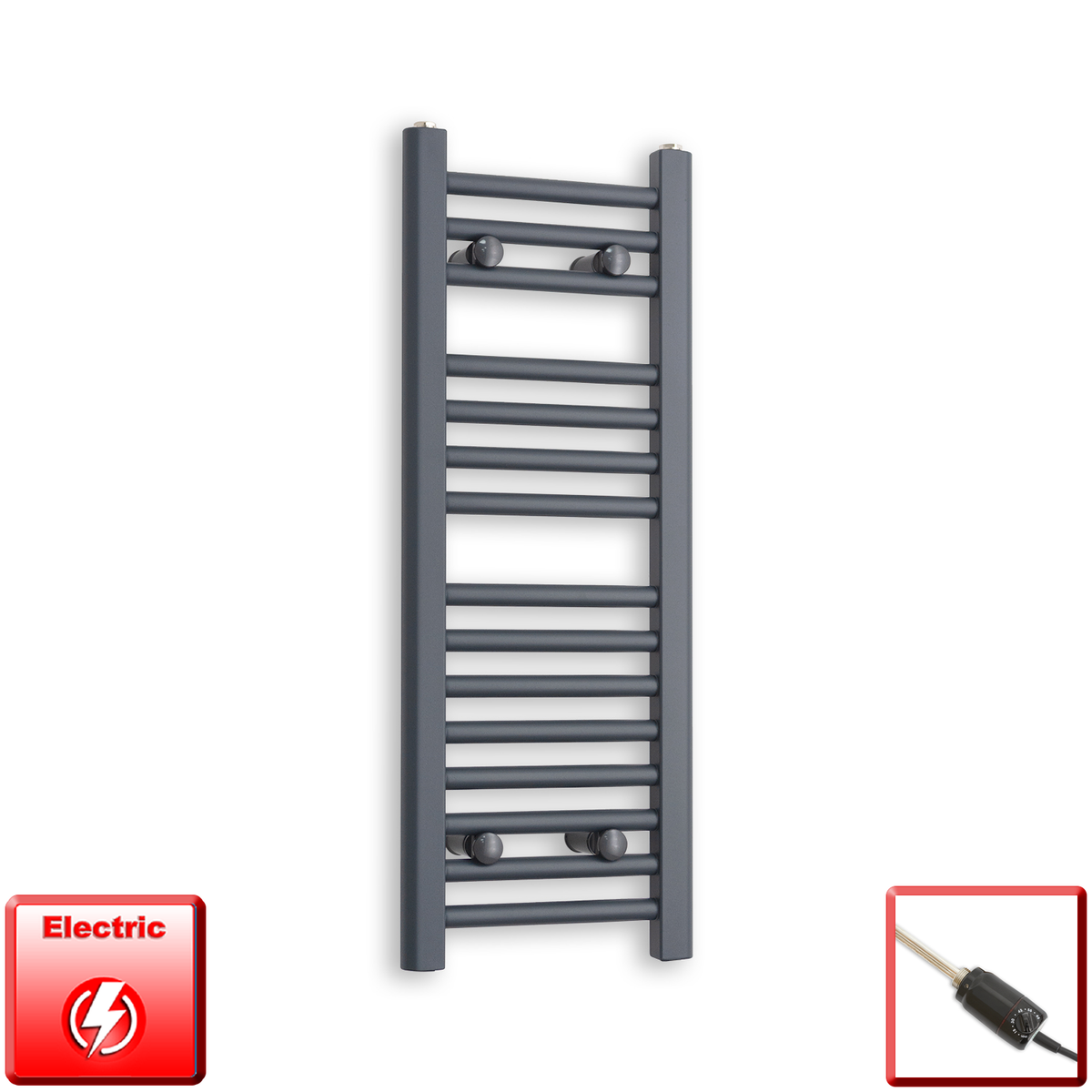 800mm High 300mm Wide Flat Anthracite Pre-Filled Electric Towel