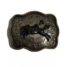 Vintage Belt Buckle Bucking Bronco Rodeo Horse Cowboy 3.25  x 2.25  