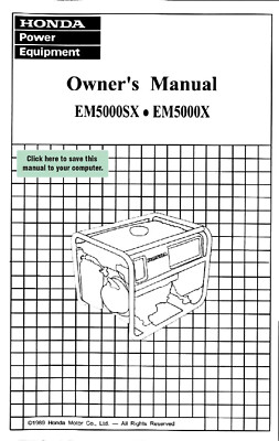Honda Em5000s owners manual | eBay