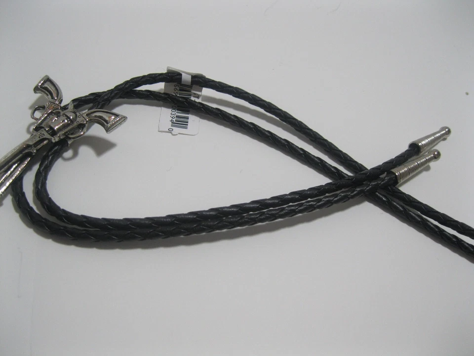 BOLO TIE #45- Crossed Guns Silver PLated Bolo Tie - Image 3 of 3