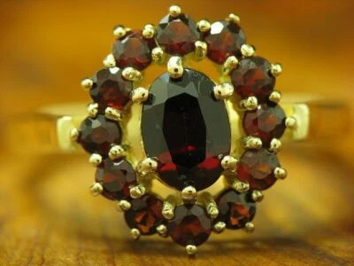 8kt 333 Gelbgold Ring mit 1,81ct Granat Cluster Besatz / 3,1g / RG 56 - Bild 1 von 4