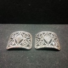 Vintage Antique Shoe Buckles Steel Cut Made In France Art Deco Set Of 2