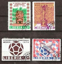 LIBERIA # 511-4 Used WORLD SOCCER CHAMPIONSHIP