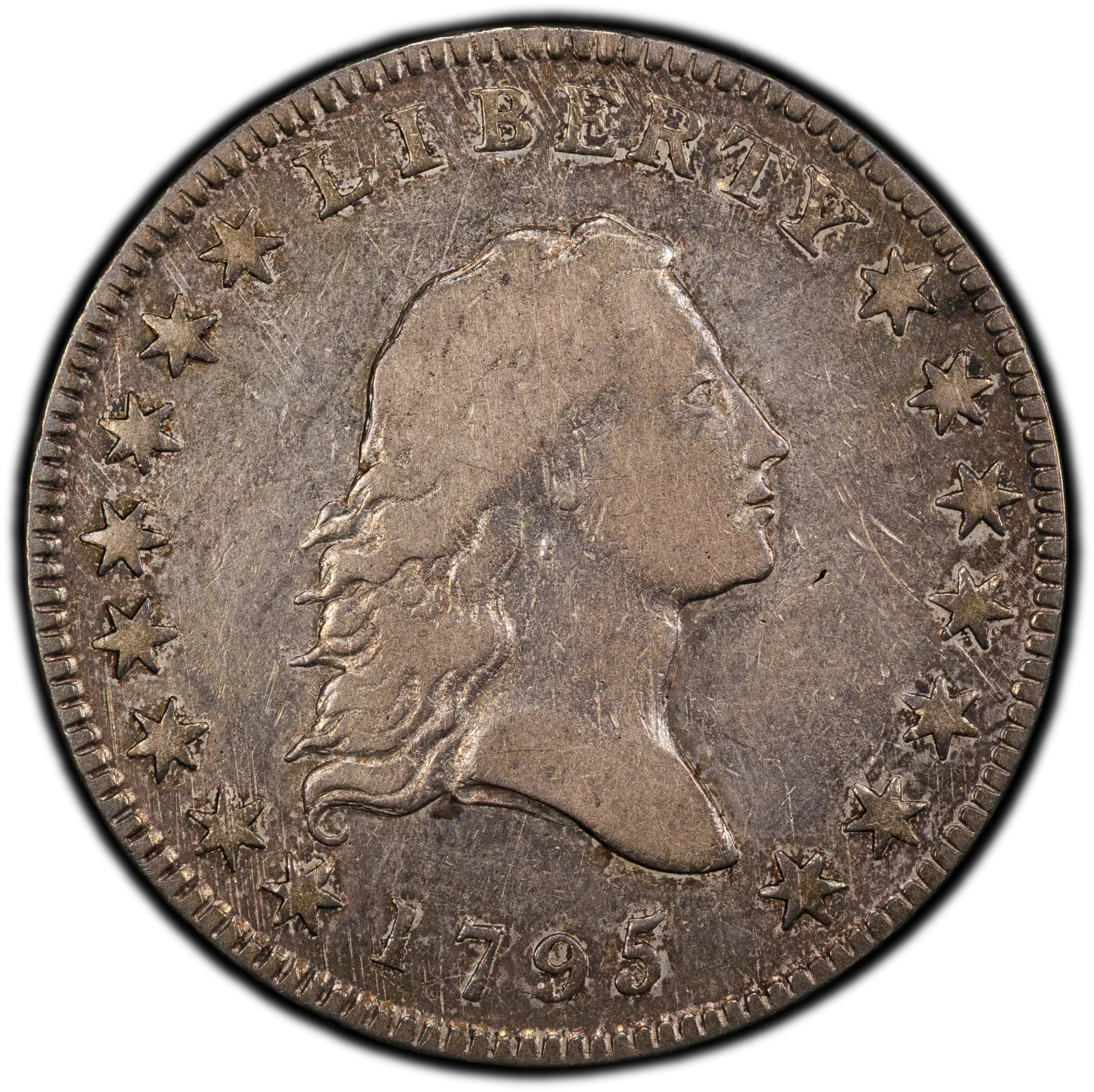 1795 50C Small Head Flowing Hair Half Dollar PCGS VF35 (CAC)