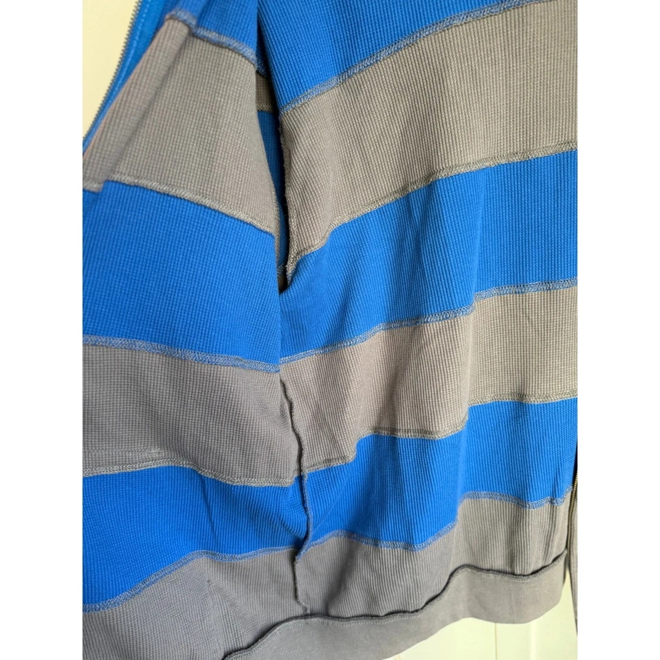 Moletom com capuz Habitat masculino listrado zíper completo laranja azul cinza tamanho G - Imagem 4 de 4