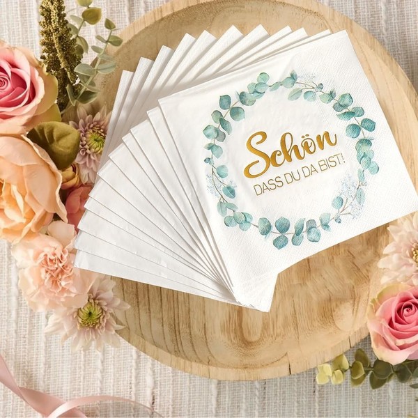 Servietten 40 StüCk GrüN Eukalyptus 2-Lagig 33X33Cm FüR Hochzeit Geburtstag-image