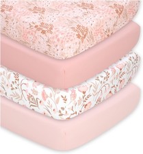 4-Pack Fitted Crib Sheet Set - Super Soft  Breathable Baby Girl Crib Sheets,