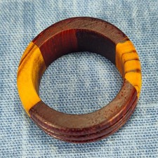 Padauk and Olive Wood Two Channel Hardwood Ring - Size 11.5 US