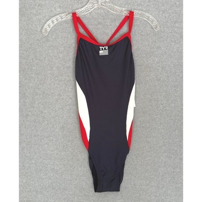 New! TYR Diamondfit Swimsuit Womens Medium 34 Red White Navy Blue Patriotic NWT