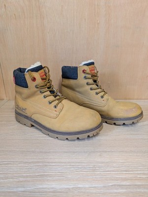 Levi's Stiefel Damen UK Größe 6 hellbraun Schnürung Kunstfell gefüttert robuster Griff