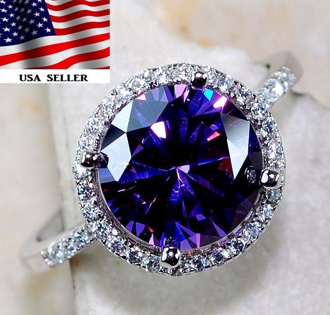 2CT  Amethyst 925 Solid Sterling Silver Ring Jewelry Sz 6 J1-5