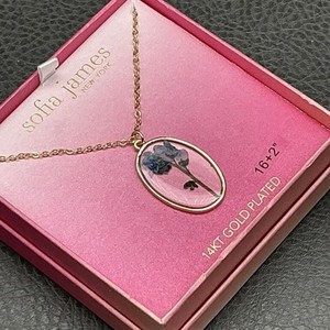 Authentic Sofia James Necklace 14KT Gold Plated Flower Oval Pendant 16+2" Womens