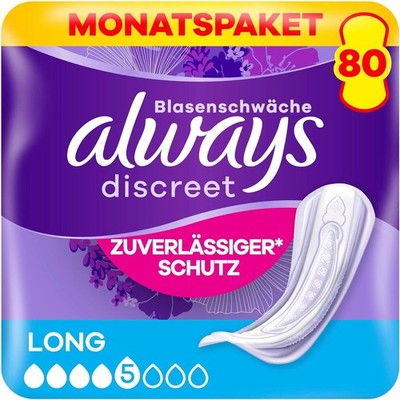 Always Discreet Inkontinenzeinlagen für Frauen Long 80 Stück Rundumschutz