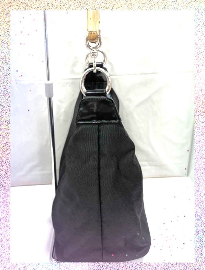 GUCCI Nylon Black Tote Bag Shoulder Bag Bamboo Good Condition thumbnail 2