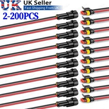 2-200Pcs Car Waterproof Electrical Wire Cable Automotive Connector 2Pin Way Plug
