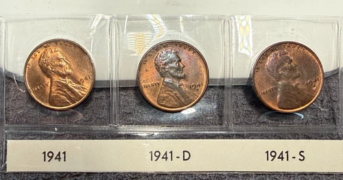 AU/UNC 1941 P-D-S Lincoln Wheat Cent Year Set