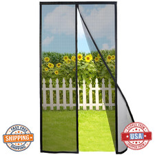Risareyi Magnetic Screen Door Self Closing 30 x 82 Black Polyester Mesh Mosquito