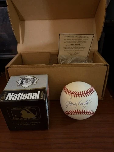 Sandy Koufax Autographed Official NL Baseball w Holder In Box - Score Board COA