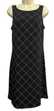 White House Black Market Dress Womens Small Sleeveless Windowpane Shift Modern