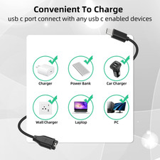 USB C Charger Compatible with Garmin Watch Charger, Data Sync Charging Cable ...