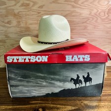 Stetson 6X Formosan Straw Cowboy Hat Mens 7 3/8 Cream Western Cattleman USA