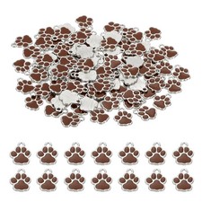60Pcs 15 x 12 mm Alloy Enamel Dog Paw Print Charms for DIY, Brown/Silver